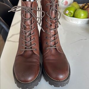 Brown Leather Lace-Up Boots Sam Edelman